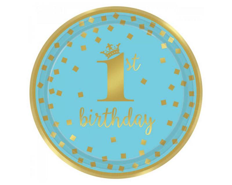 Amscan Pappteller Pappteller Happy Birthday #1 blau/gold 23cmØ/8St. von Amscan