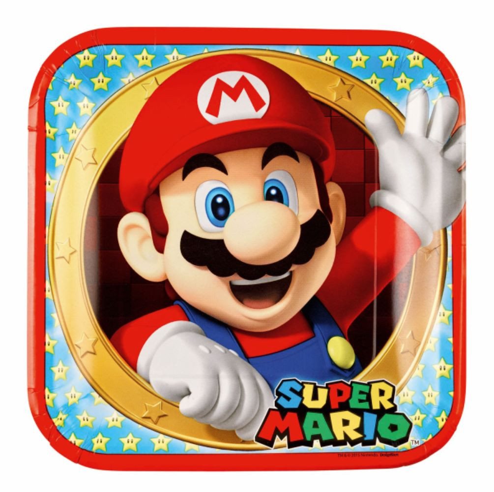 Amscan Pappteller Pappteller 'Super Mario' Quadratisch, Ø23cm/8Stk. von Amscan