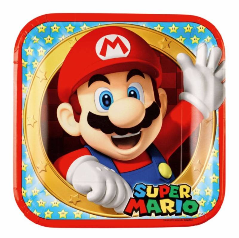 Amscan Pappteller Pappteller 'Super Mario' Quadratisch, Ø23cm/8Stk. von Amscan