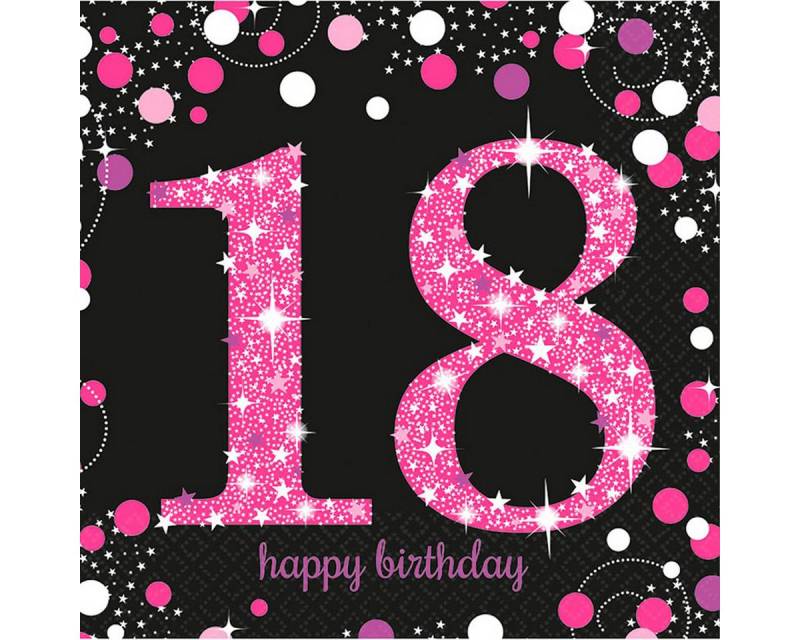 Amscan Hängedekoration 16 Servietten #18 Sparkling 33 x 33cm, Pink von Amscan