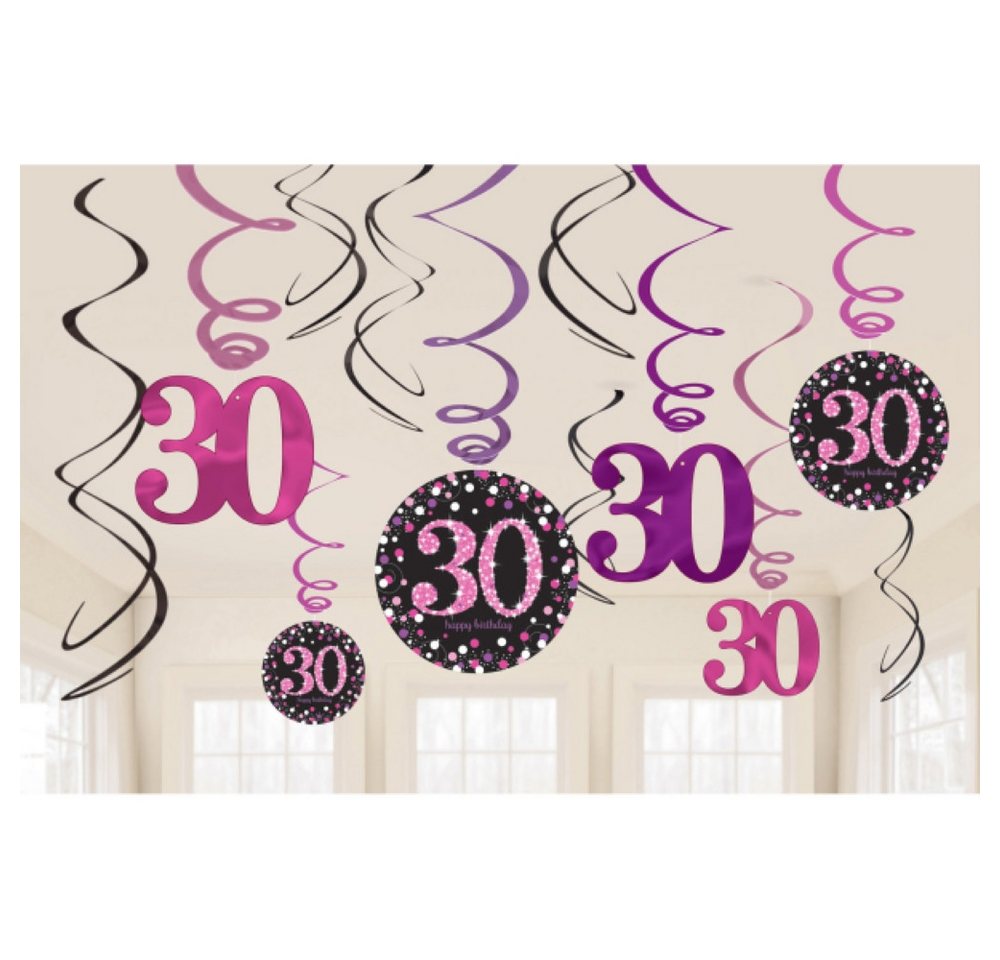 Amscan Hängedekoration Swirldeko HB #30 Pink Sparkling 12Stk. von Amscan
