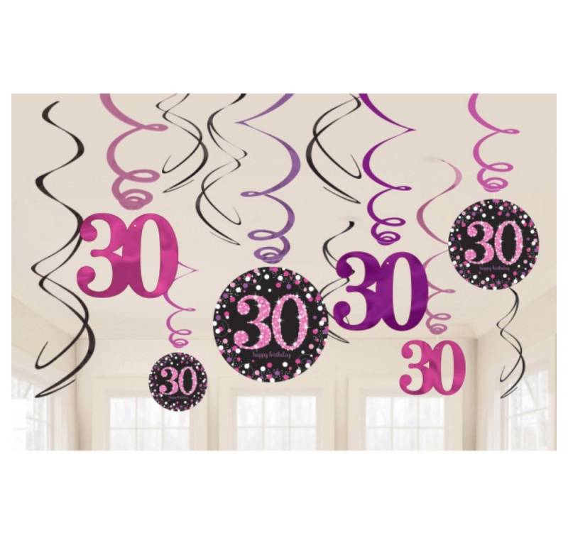 Amscan Hängedekoration Swirldeko HB #30 Pink Sparkling 12Stk. von Amscan