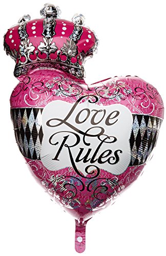 amscan International Folienballon, Aufschrift Love Rules (in englischer Sprache), Herzform von amscan