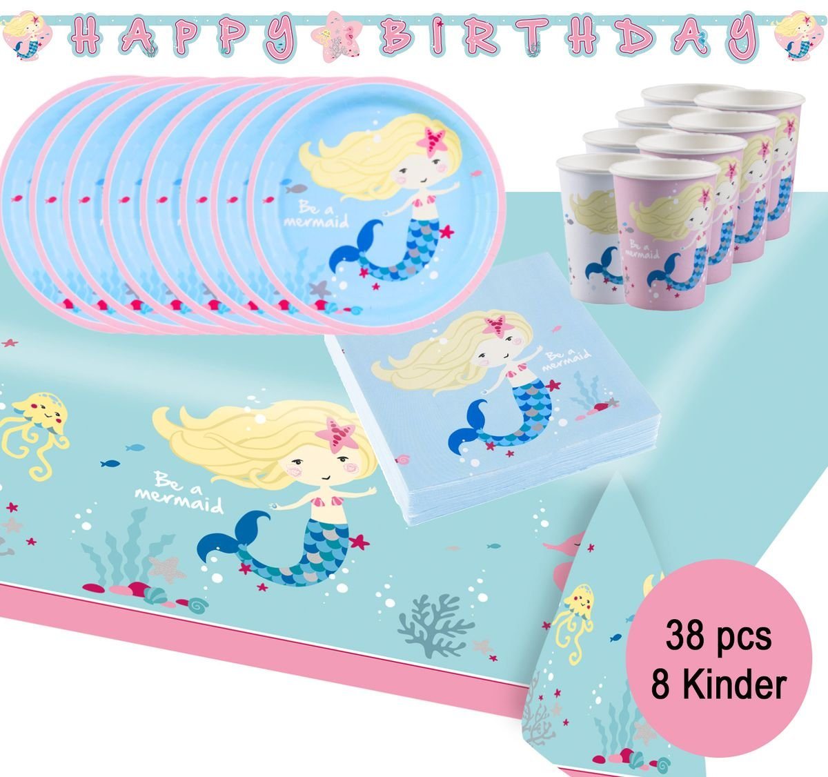 Amscan Papierdekoration Kleine Meerjungfrau Party Deko Set für Kindergeburtstage von Amscan