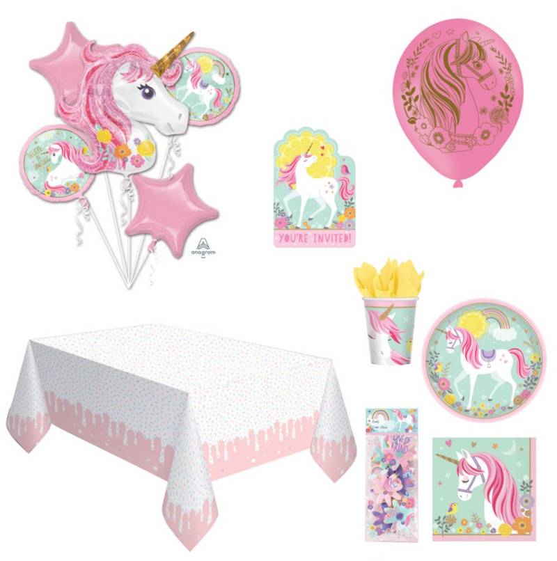 Amscan Papierdekoration Partydeko Set groß Magical Unicorn für 8 Kinder von Amscan