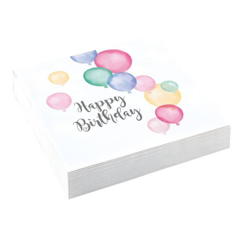 Amscan Papierserviette 20 Servietten - Happy Birthday - Pastellfarben - ca. 33 x 33 cm von Amscan