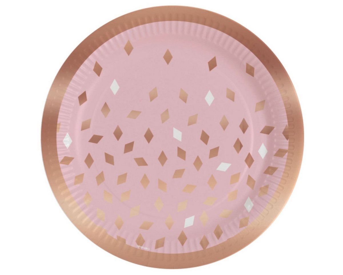 Amscan Pappteller Pappteller Roségold, 8 Stück 23cm Ø von Amscan