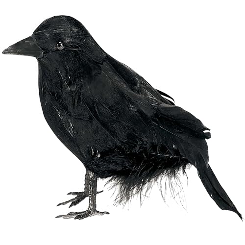 Amscan 247201-55 - Deko-Rabe Schwarz, Größe ca. 10,1 cm, Vogel aus Kunststoff mit Federn, super Accessoire für die Halloween-, Grusel- oder Mottoparty, Karneval, Tischdekoration von amscan