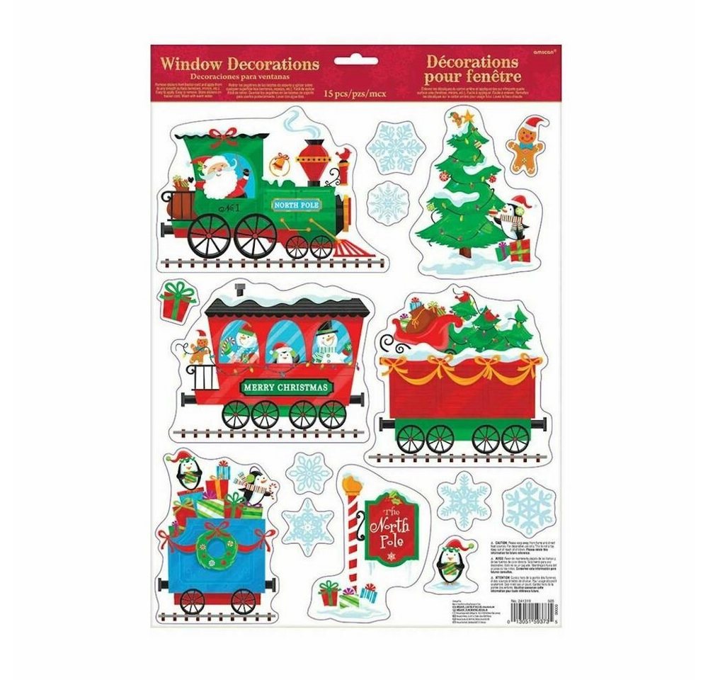 Amscan Sticker Santa Claus Haftsticker für Fenster 'Zug zum Nordp von Amscan