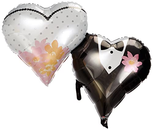 Wedding Couple Hearts SuperShape Foil Balloons 30"/76 cm w x 25"/63cm h - Wedding Couple Hearts SuperShape Foil Balloons 30"/76 cm w x 25"/63cm h - von amscan