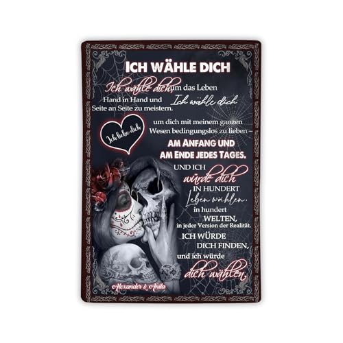 Amsgedhie Kuscheldecke Flauschig: Flanelldecke Name Personalisierte Decken - Geschenke für Frauen Geschenke für Männer - Halloween Couple Geschenke (Deutsch, Stil 1) von Amsgedhie