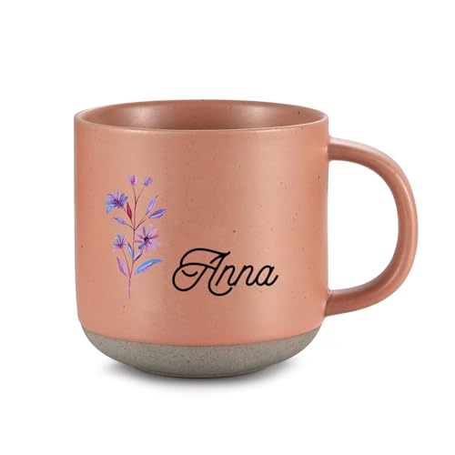 Amsgedhie kaffeetassen keramik: Personalisierte Becher Geschenke - Moderne Keramikbecher - Design Namens und Blumenbecher - Erinnerungsgeschenke für beste Freunde und Partner (Rosa, Stil 2) von Amsgedhie