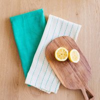 Handgewebte Baumwoll-Küchentücher, 2Er-Set Jade-Nadelstreifen von AmshaStudio
