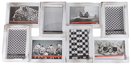 Amsinck & Sell Bilderrahmen Collage Weiß Vintage Holz - Optik 10x15 cm Mehrere Bilder Fotos Rahmen Family Groß Antik Landhaus Aus Kunststoff von Amsinck & Sell