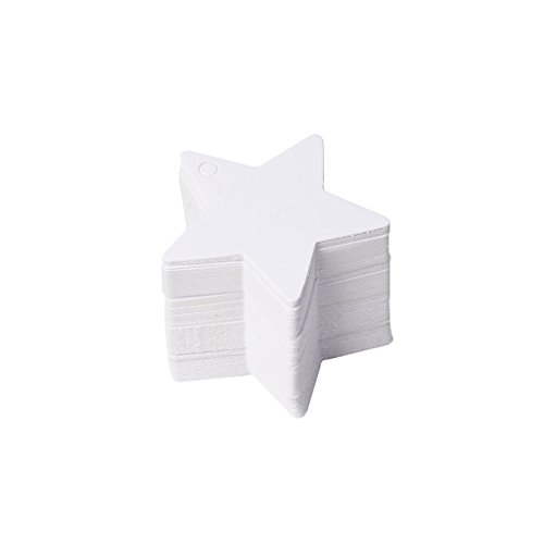 Amsixo 100 Stück Sterne, blanko, Kraftpapier, Etiketten, Weihnachten, Hochzeit, Bastelpapier, Karton von Amsixo