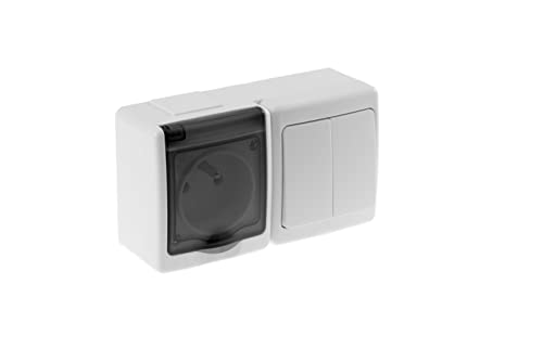 1-Fach Aufputzsteckdose mit Doppelschalter Rauchglas IP44 16A/250V Schuko Aufputz Feuchtraum Steckdose Weiß 1-Fach Aufputzsteckdose mit Doppelschalter Rauchglas IP44 16A/250V Schuko Aufputz Feuchtraum Steckdose Weiß von Amslight