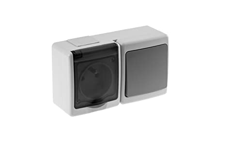 1-Fach Aufputzsteckdose mit Einzelschalter Rauchglas IP44 16A/250V Schuko Aufputz Feuchtraum Steckdose Grau 1-Fach Aufputzsteckdose mit Einzelschalter Rauchglas IP44 16A/250V Schuko Aufputz Feuchtraum Steckdose Grau von Amslight