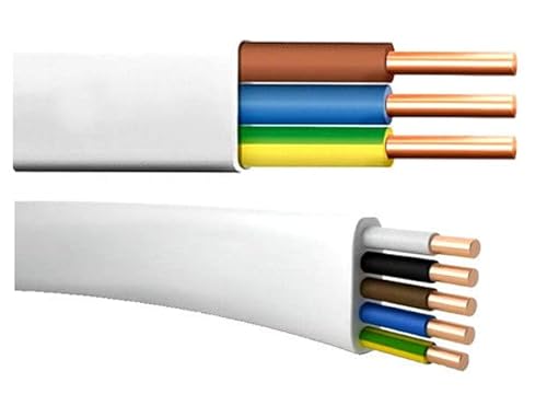 Flach Feuchtraumkabel Leitung YDYp NYM-J 3x2,5 8m von Amslight
