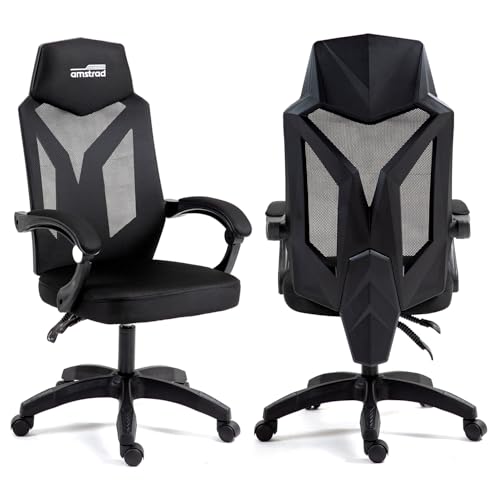 Amstrad AMS-210-BLACK Büro- oder Gaming-Stuhl, Stoff, Typ Netz/atmungsaktives Netzgewebe, Schwarz von Amstrad