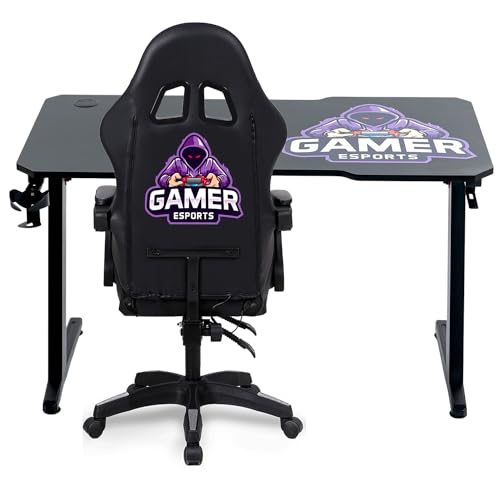 Amstrad Büro-Set DESK120Z-GAMER & Gamer-Sessel 900-LED-GAMER – 1,20 m – Retro-Beleuchtung LED RGB von Amstrad