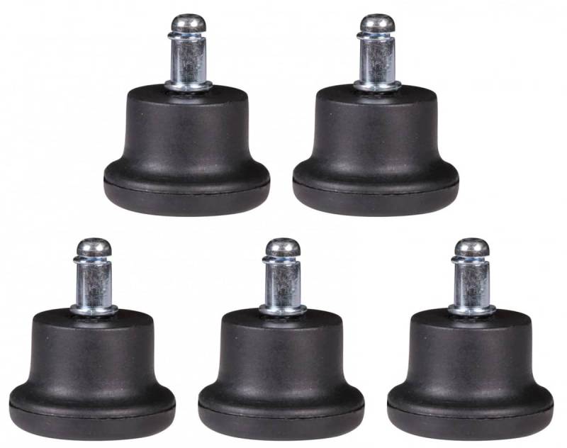 5er Set Design Kunststoff Bodengleiter / Fußgleiter für Bürostuhl rund Schwarz 11 mm von Amstyle