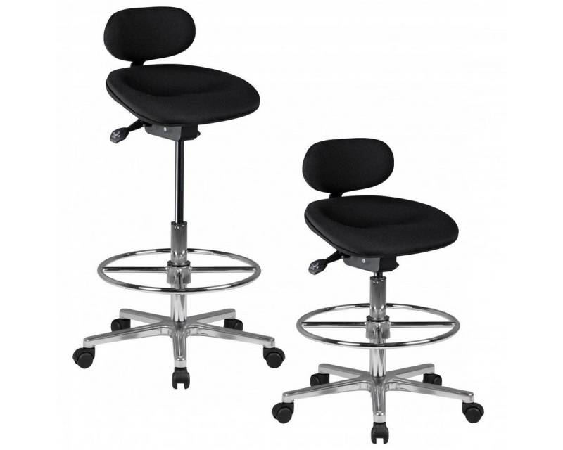 Amstyle Arbeitshocker Arbeitshocker LOUISIANA Stoffbezug schwarz Drehhocker (höhenverstellbare), höhenverstellbare von Amstyle