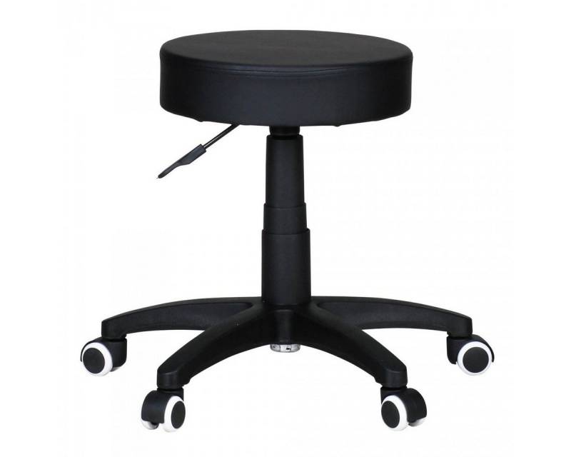 Amstyle Arbeitshocker SPM1.036 (Sitzhocker mit Rollen, Kunstleder Schwarz 100 kg), Höhenverstellbar, Praxishocker Rund Gepolstert von Amstyle