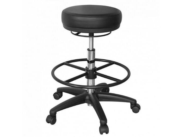 Amstyle Arbeitshocker SPM1.278 (Sitzhocker mit Rollen, Kunstleder Schwarz 120 kg), Höhenverstellbar, Praxishocker Rund mit Fußablage, schwarz von Amstyle