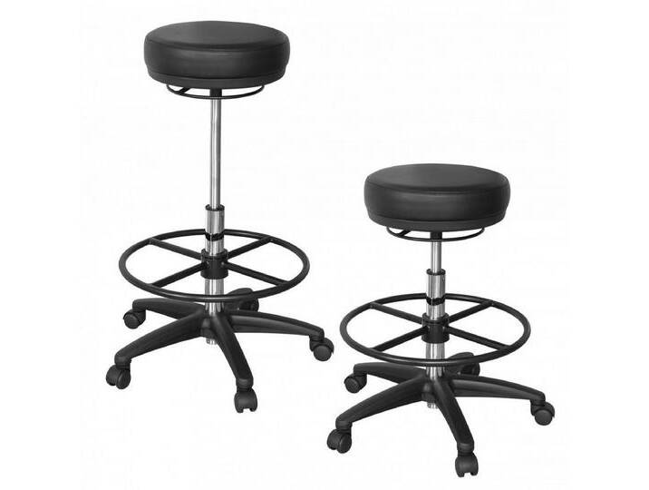 Amstyle Arbeitshocker SPM1.278 ROLAND Dreh-hocker Drehstuhl höhenverstellbar Rollhocker (Sitzhocker mit Rollen, Kunstleder Schwarz 120 kg), Höhenverstellbar von Amstyle