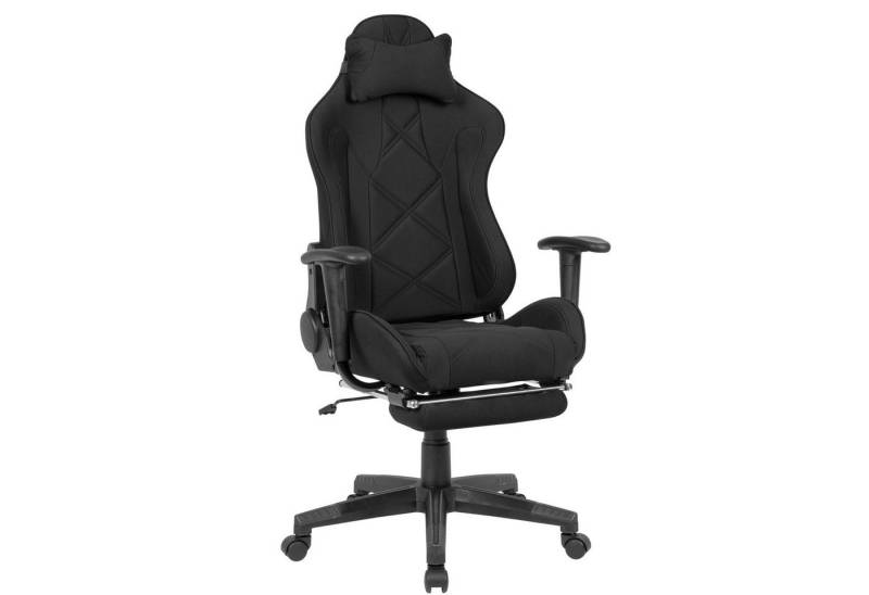 Amstyle Chefsessel Gaming-Schreibtischstuhl Bezug Stoff Schwarz Drehstuhl bis 120 kg, (Büro-Arbeitsstuhl mit hoher Rückenlehne & ausziehbarer), Büro-Arbeitsstuhl mit hoher Rückenlehne & ausziehbarer von Amstyle