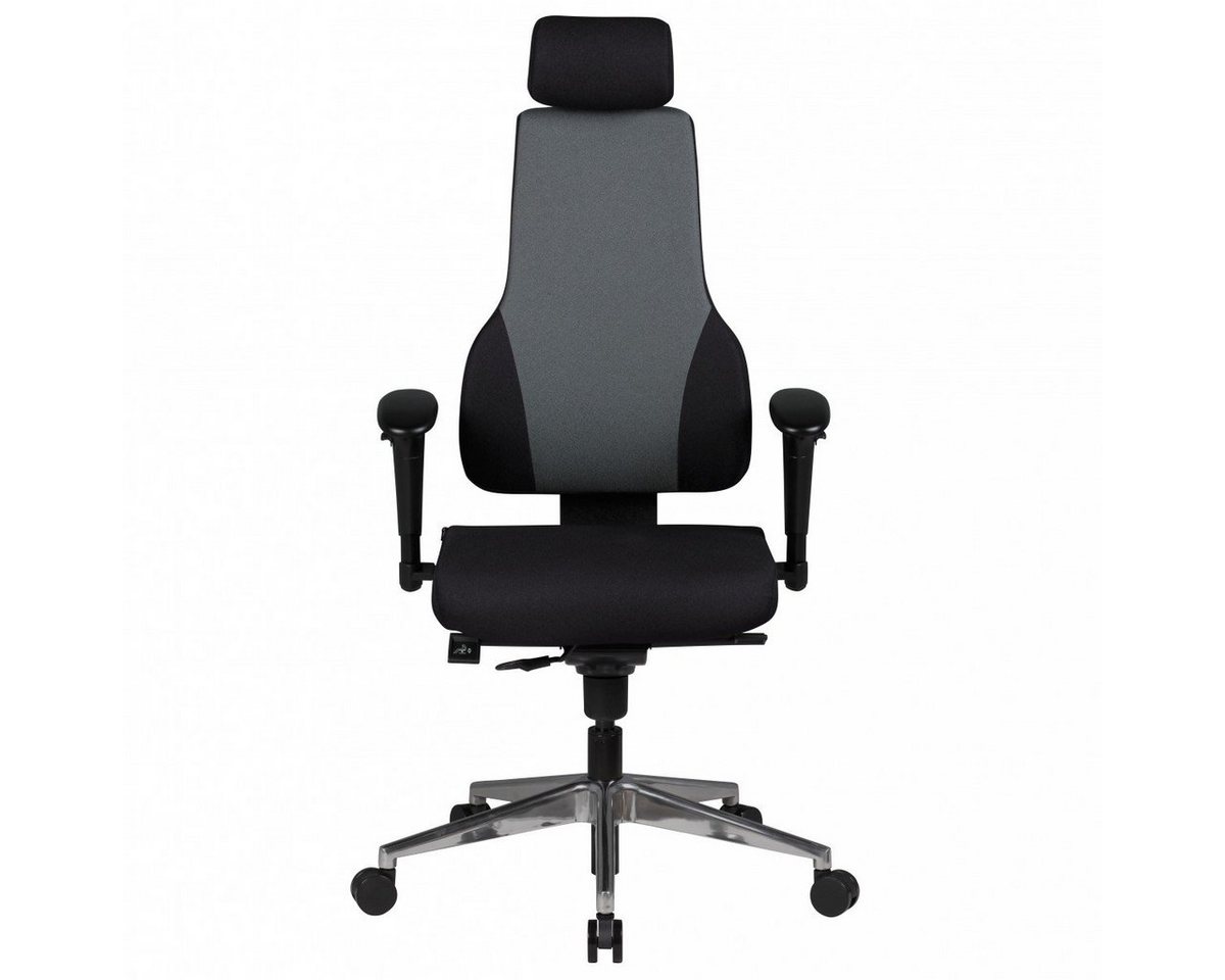 Amstyle Chefsessel SPM1.272 (Bürostuhl XXL 120 kg Modern, Stoff Schwarz / Grau), Schreibtischstuhl Drehbar Drehstuhl mit Kopfstütze von Amstyle