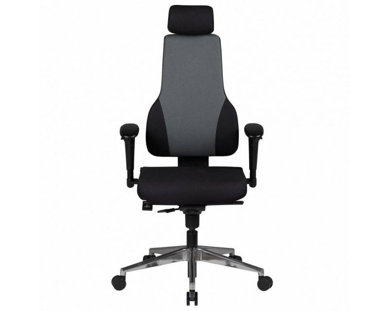 Amstyle Chefsessel SPM1.272 (Bürostuhl XXL 120 kg Modern, Stoff Schwarz / Grau), Schreibtischstuhl Drehbar Drehstuhl mit Kopfstütze von Amstyle