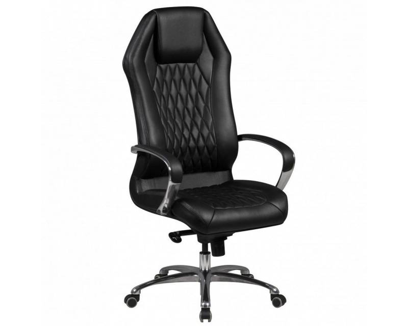 Amstyle Chefsessel SPM1.295 (Bürostuhl MONTEREY Echtleder Schwarz 120KG), Schreibtischstuhl Hohe Rückenlehne mit Kopfstütze von Amstyle