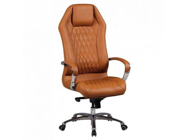 Amstyle Chefsessel SPM1.296 (Bürostuhl MONTEREY Echtleder Caramel 120KG), Schreibtischstuhl Hohe Rückenlehne mit Kopfstütze, braun von Amstyle