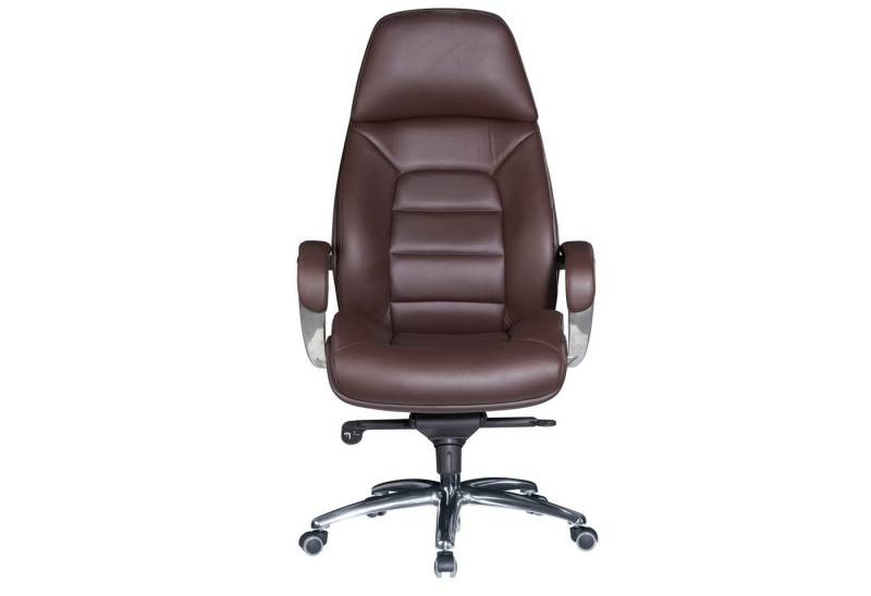 Amstyle Chefsessel SPM1.437 (Echtleder Braun, Schreibtischstuhl bis 120 kg), Bürostuhl höhenverstellbar, Drehstuhl Wippfunktion von Amstyle