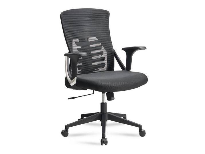 Amstyle Drehstuhl SPM1.445 (Bürostuhl Schwarz Mesh-Bezug 120 kg Drehbar), Ergonomisch mit Armlehnen, Schreibtischstuhl Stoff, schwarz von Amstyle