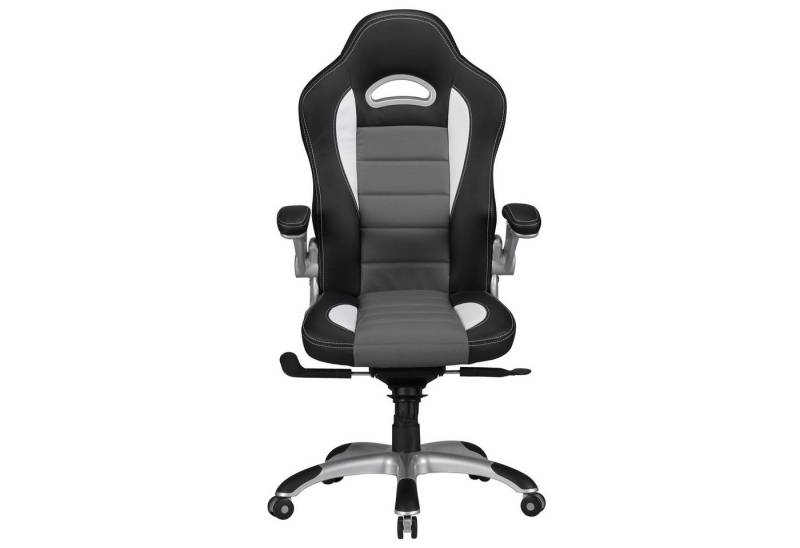 Amstyle Gaming Chair SPM1.237 (Kunstleder Schwarz / Grau, Drehstuhl Racing Design), Schreibtischstuhl Drehbar, Bürostuhl mit Armlehne von Amstyle