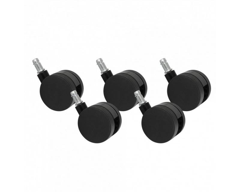 Amstyle Möbelrolle SPM1.937, (5er Set Rollen für Bürostuhl Schwarz Stift 11mm, Set besteht aus 5 Rollen), Weichbodenrollen Durchmesser 60mm, Bürostuhlrollen von Amstyle