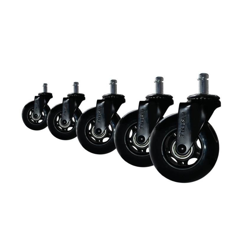 Amstyle Möbelrolle SPM1.980, (5er Set leichtgängige Universal-Schwerlastrollen, Set besteht aus 5 Rollen), für Bürostuhl 11 mm Stift / Durchmesser 75 mm von Amstyle