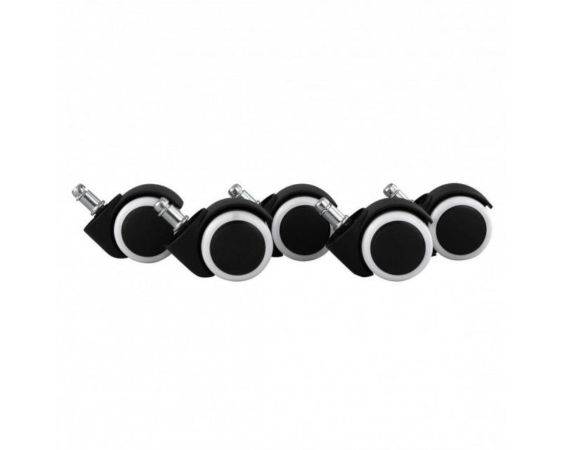Amstyle Stuhlrolle 5er Set gebremste Rollen für Bürostuhl Schwarz/ Weiß 11mm/Durchmesser, (50mm Hartbodenrollen), 50mm Hartbodenrollen von Amstyle
