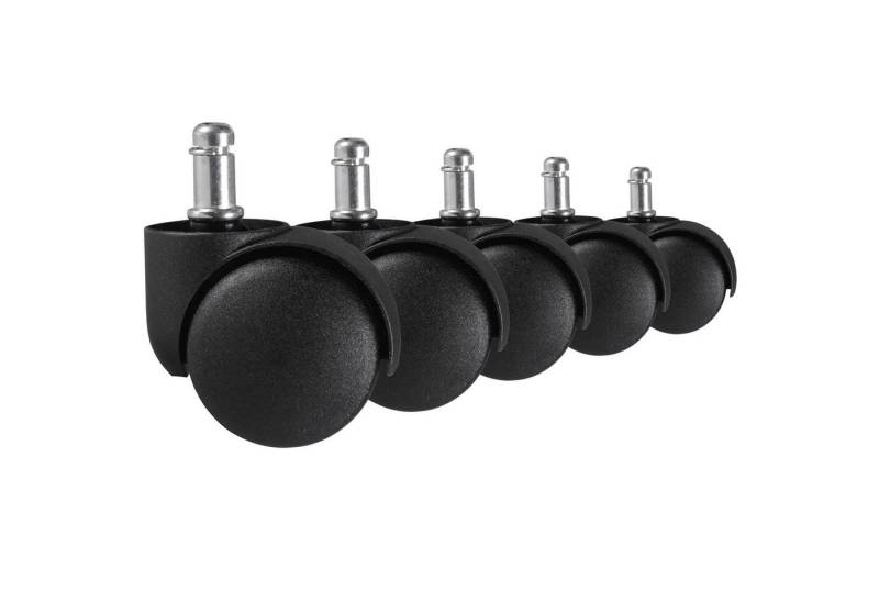 Amstyle Stuhlrolle Teppichbodenrollen Schwarz 5er Set Rollen für Bürostühle, (Teppich-Boden, Weichbodenrollen Durchmesser 50mm Drehstuhlrollen), Teppich-Boden, Weichbodenrollen Durchmesser 50mm Drehstuhlrollen von Amstyle