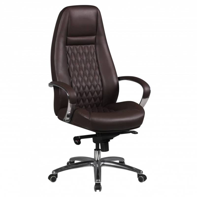 Bürostuhl AUSTIN Echt-Leder Braun Schreibtischstuhl 120 KG Chefsessel hohe Rückenlehne mit Kopfstütze X-XL von Amstyle