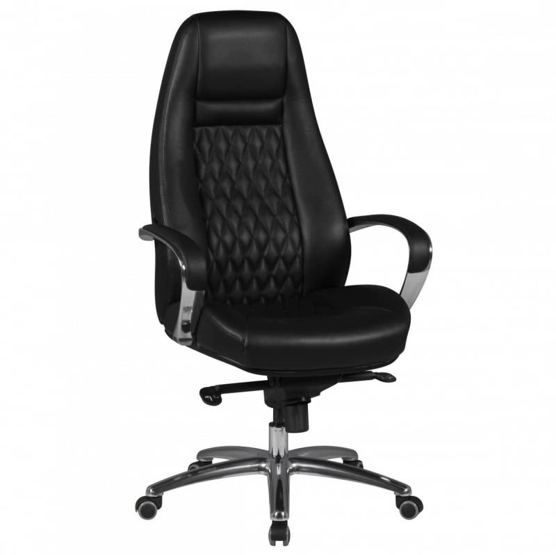 Bürostuhl AUSTIN Echt-Leder Schwarz Schreibtischstuhl 120KG Chefsessel hohe Rückenlehne mit Kopfstütze X-XL von Amstyle