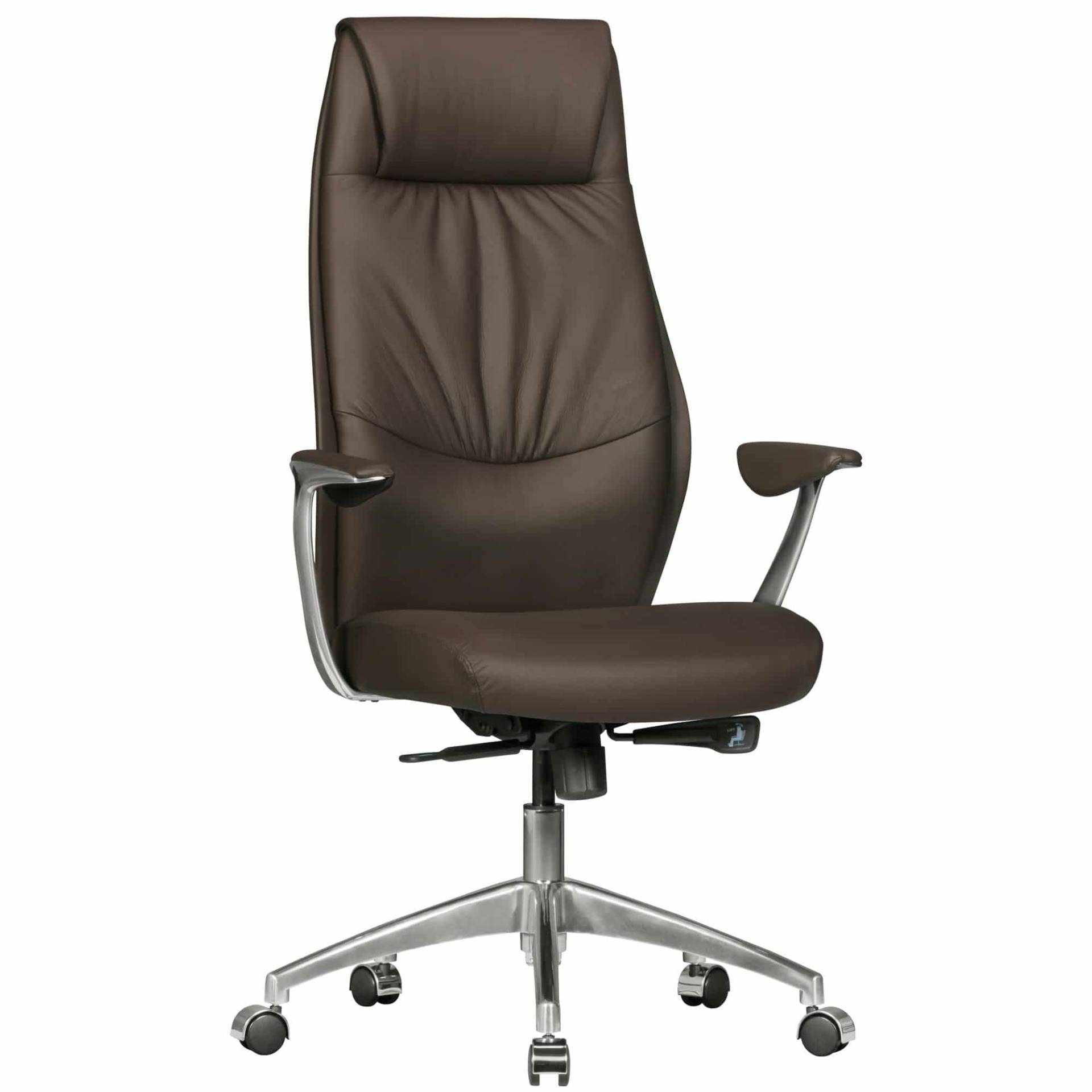 Bürostuhl Echtleder Braun Schreibtischstuhl X-XL 120 kg Synchronmechanik Chefsessel Kopfstütze hoch von Amstyle