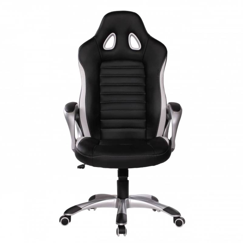 Bürostuhl SPA Leder Optik Schwarz Gaming Chefsessel mit Armlehne gepolstert 110 kg Sport-Sitz Drehstuhl Kopfstütze Race Schreibtischstuhl Gamer Design Modern Drehsessel Racing von Amstyle