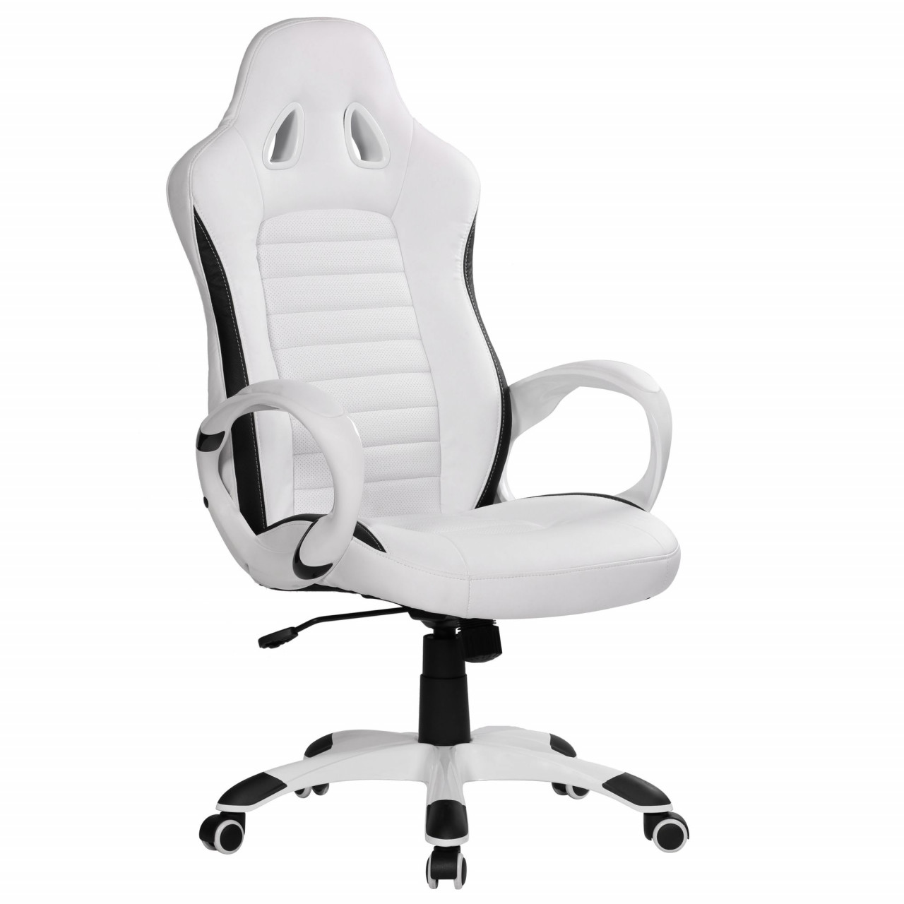 B?rostuhl SPA Wei? Gaming Chefsessel mit Armlehne gepolstert 110 kg Sport-Sitz Drehstuhl Kopfst?tze Race Schreibtischstuhl Gamer Design Modern Drehsessel Racing von Amstyle