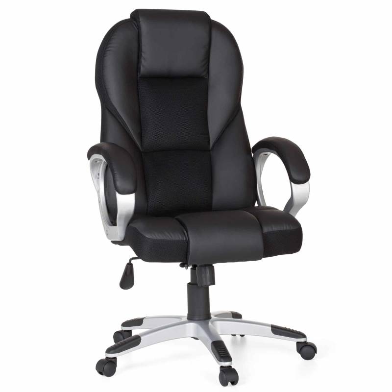Bürostuhl Schwarz Gaming Chefsessel Drehstuhl 120kg Synchronmechanik Schreibtischstuhl von Amstyle