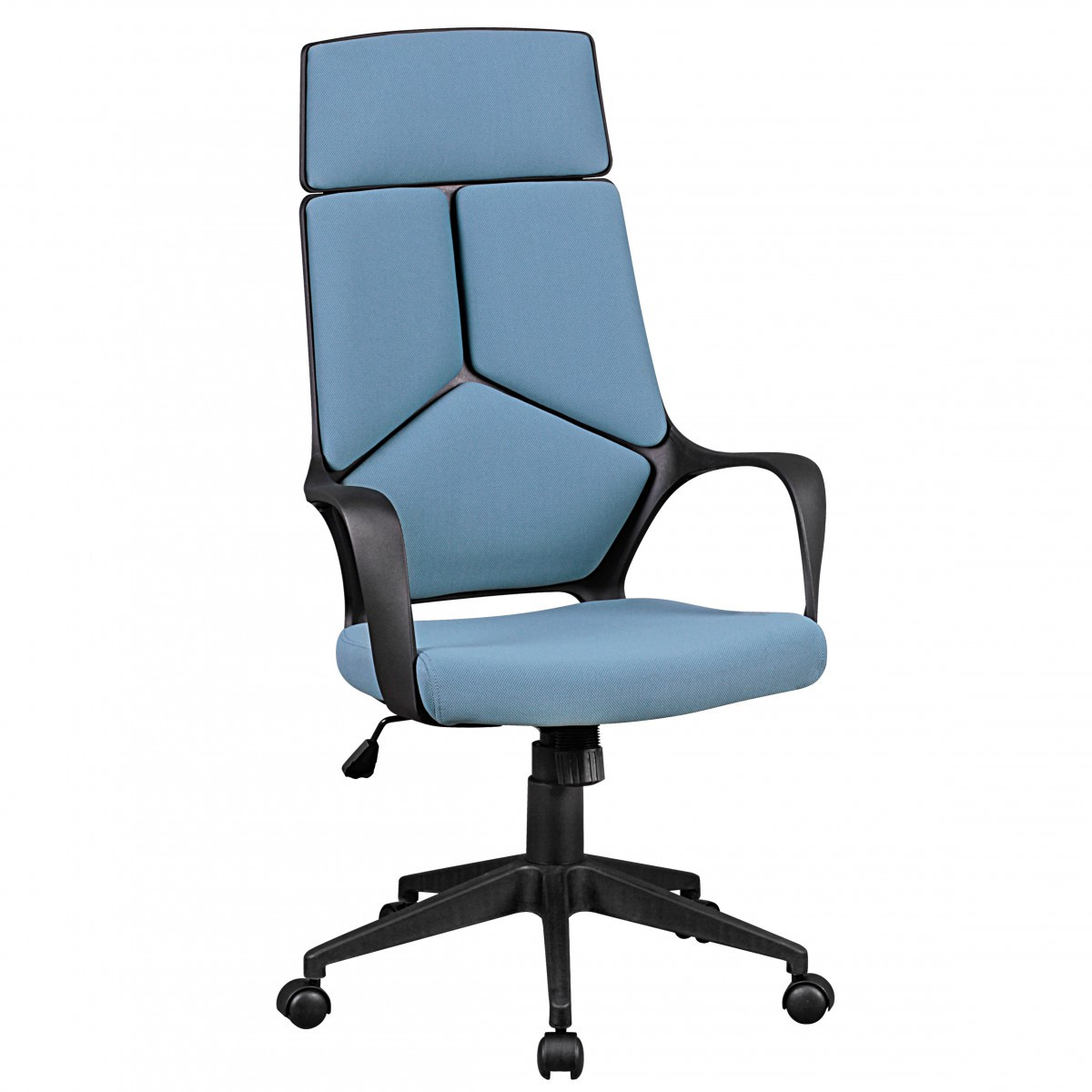 B?rostuhl Stoffbezug Blau Schreibtischstuhl Design Chefsessel Drehstuhl mit Wippmechanik & Armlehne von Amstyle