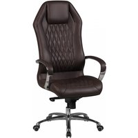 Chefsessel Echtleder braun Drehstuhl mit 3-Punkt-Multiblockwippmechanik von Amstyle
