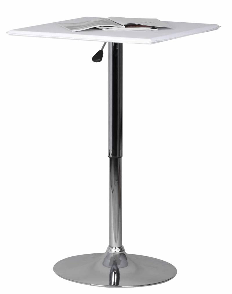 Stehtisch Bistrotisch Kunstleder Weiß höhen-verstellbar quadratisch von Amstyle